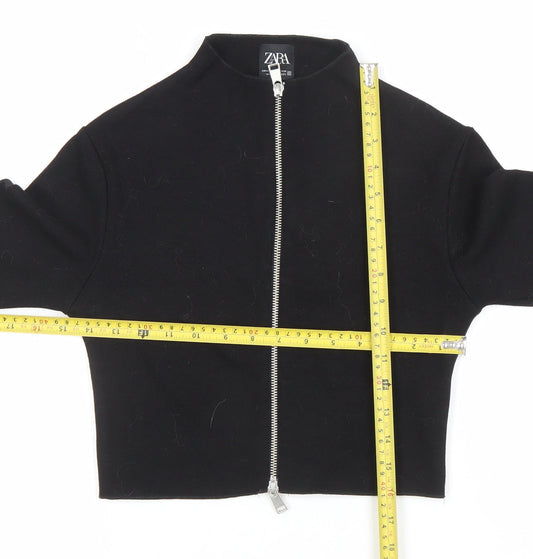 Womens UK Size 10 Zara Black Full Zip Jumper