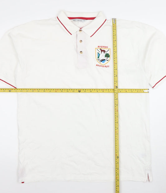 Kustom Kit Men’s White XL Polo Shirt Ryston Pitch & Putt Embroidered Golf Top