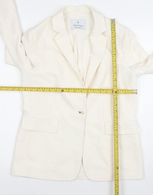 Stradivarius Women Ivory XS Tailored One-Button Blazer