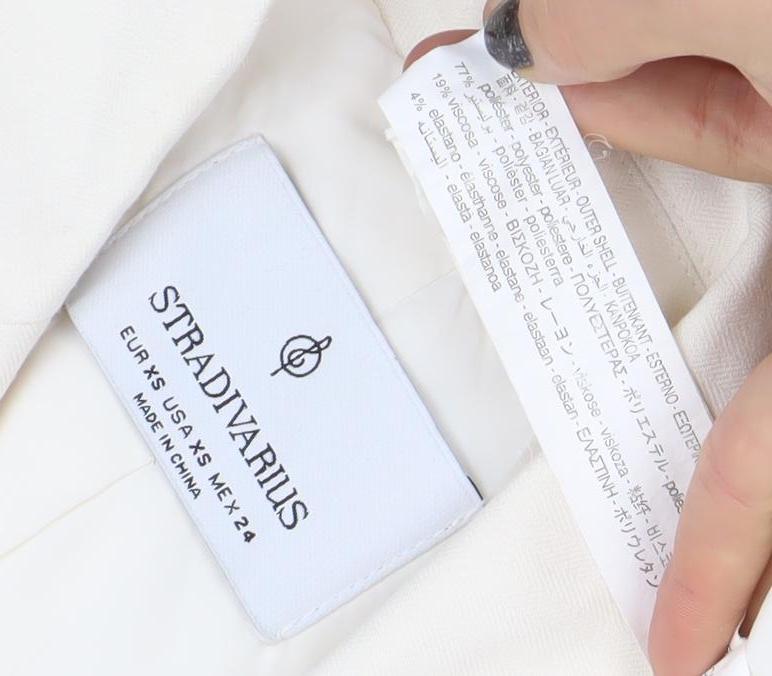 Stradivarius Women Ivory XS Tailored One-Button Blazer