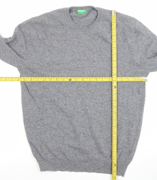 United Colors of Benetton Men's Grey Wool Crew Neck Jumper S