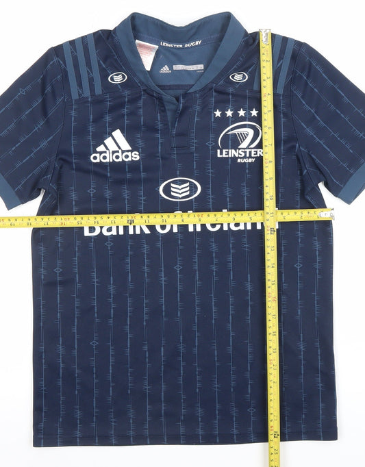 Adidas Boys Blue Leinster Rugby Short Sleeve Jersey 13-14 Years
