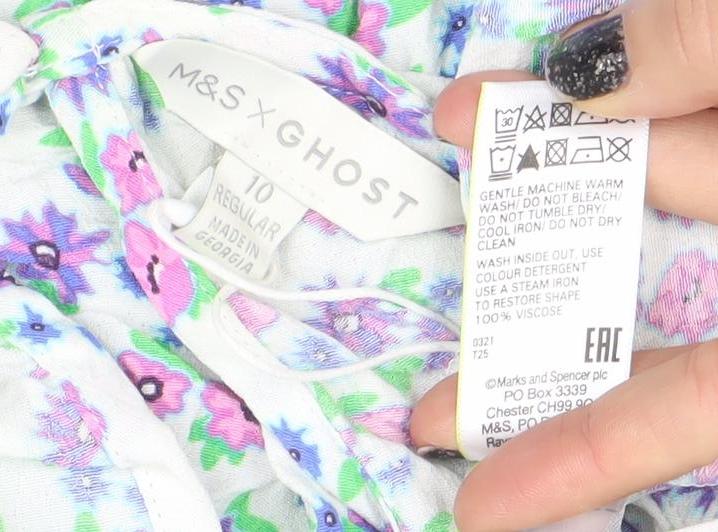 Marks and Spencer Women’s Multicoloured Floral One Shoulder Wrap Dress Size 10