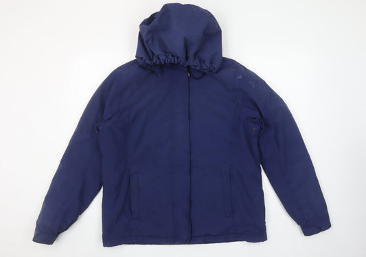 Womens UK Size M Lands' End Blue Parka Coat