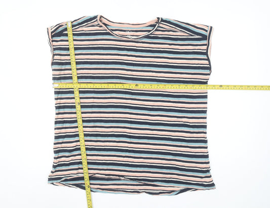 M&Co Women Multicoloured Striped Cotton Modal Sleeveless T-Shirt UK20