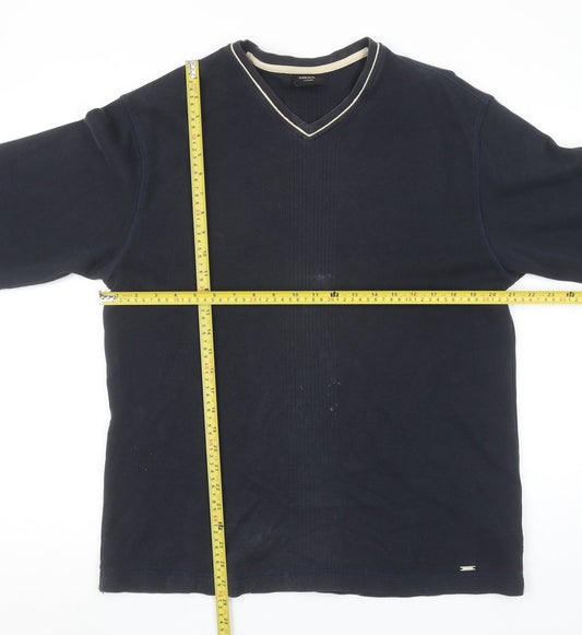 Next Men’s Blue V-Neck Knit Jumper Size L Classic Pullover