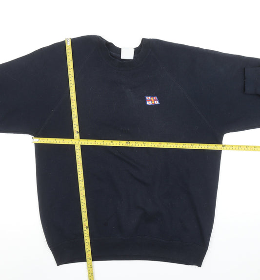 Mens UK Size L Russell Black Pullover Sweatshirt