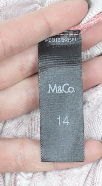 Womens UK Size 14 M&Co Pink Basic T-Shirt