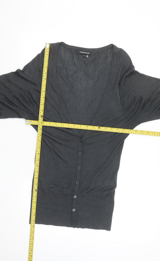Womens UK Size 8 Warehouse Black Cardigan Jumper