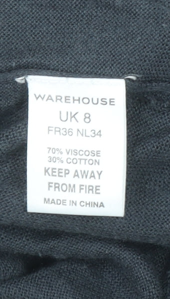 Womens UK Size 8 Warehouse Black Cardigan Jumper