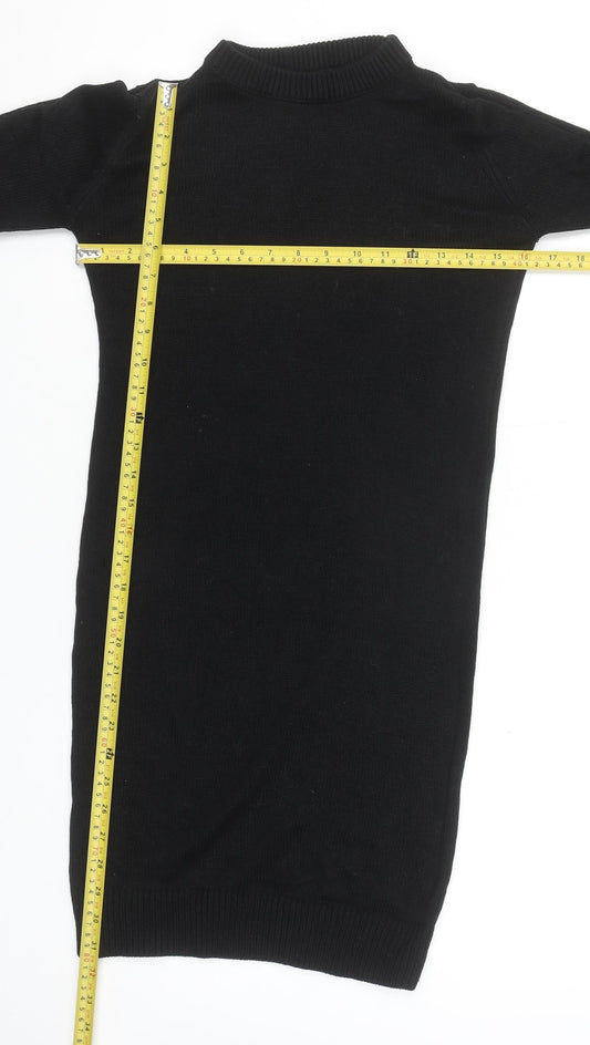 Brave Soul Women’s Black XS Knit Jumper Dress Long Sleeve Mock Neck