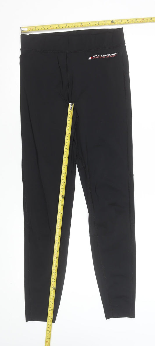 Womens UK Size S Tommy Sport Slim Fit Leggings Black Leggings