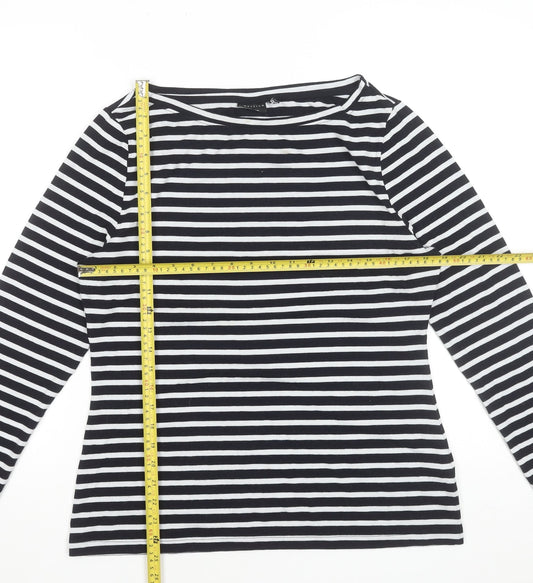 ASOS DESIGN Women’s Black White Striped Boat Neck Long Sleeve T-Shirt Size 14