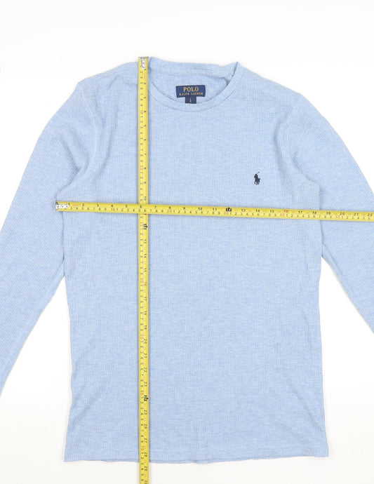 Ralph Lauren Men's Blue Long Sleeve Cotton Blend T-Shirt Size L
