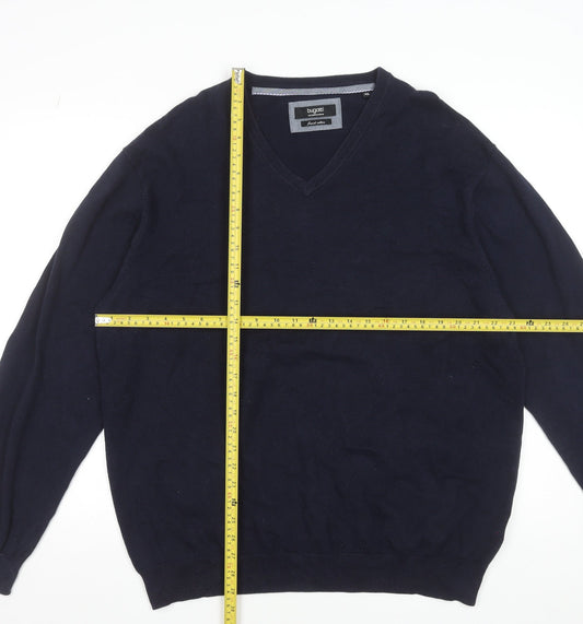 Bugatti Men's Blue 2XL V-Neck Cotton Jumper