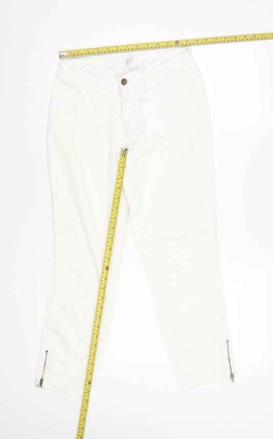 Womens UK Size M VILA Slim Fit Ankle White Jeans