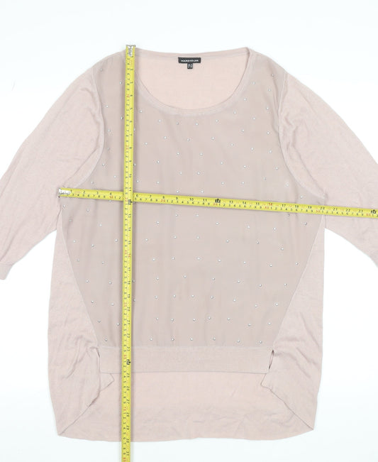 Womens UK Size 14 Warehouse Beige Basic T-Shirt