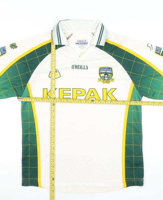 O'Neills Boys White Green Football Jersey 13-14 Years Collared Sports Top