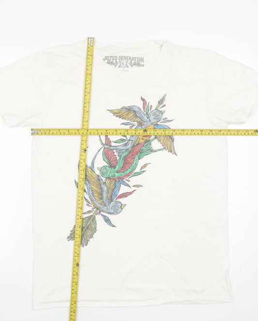 Jilted Generation Men's White Cotton Graphic Bird Art T-Shirt L