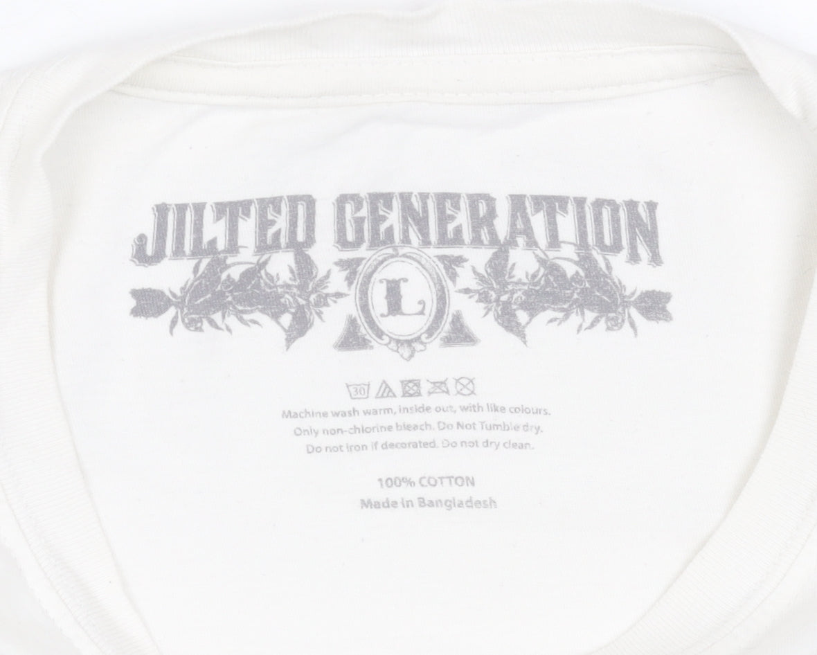 Jilted Generation Men's White Cotton Graphic Bird Art T-Shirt L