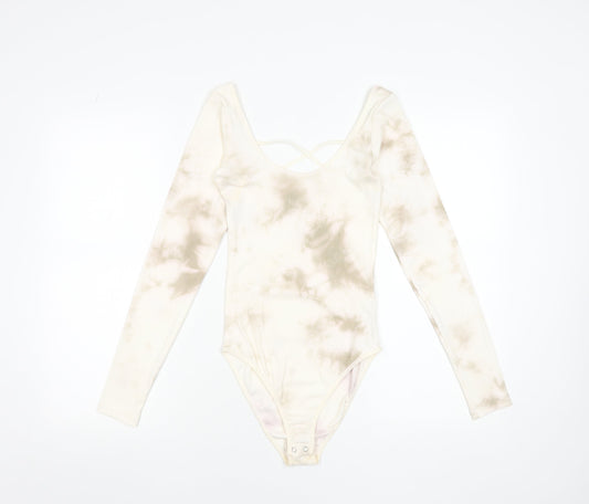 Womens UK Size 12 Stradivarius One-Piece Beige Bodysuit