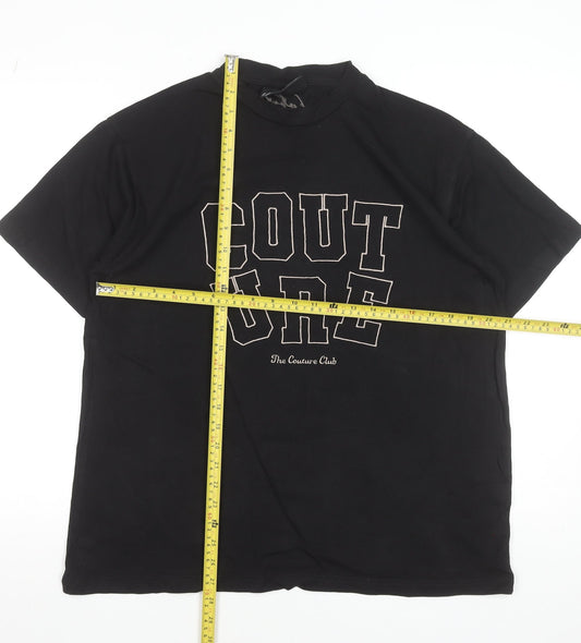 The Couture Club Black Graphic High Neck Unisex T-Shirt Size S