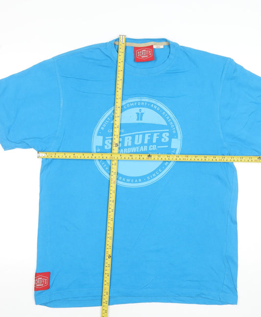 Scruffs Men's Blue Cotton Crew Neck Graphic T-Shirt Size L