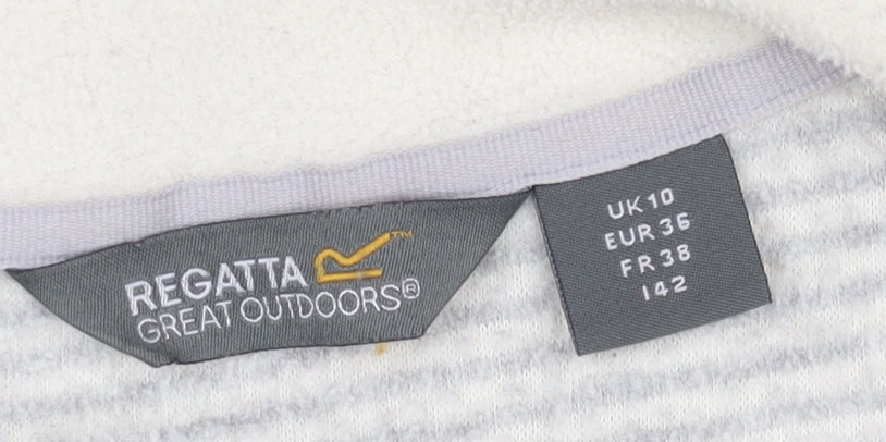 Regatta Womens Grey Striped Fleece Jacket UK10 Full Zip Outdoor Layer