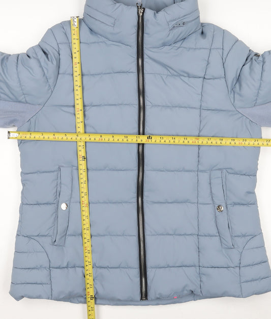 Jessica Simpson Womens Blue Puffer Jacket Size L Quilted Winter Coat