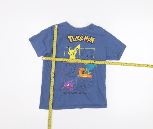 Primark Boys Blue Pokémon Graphic T-Shirt 9-10 Years Pikachu Charizard Gengar