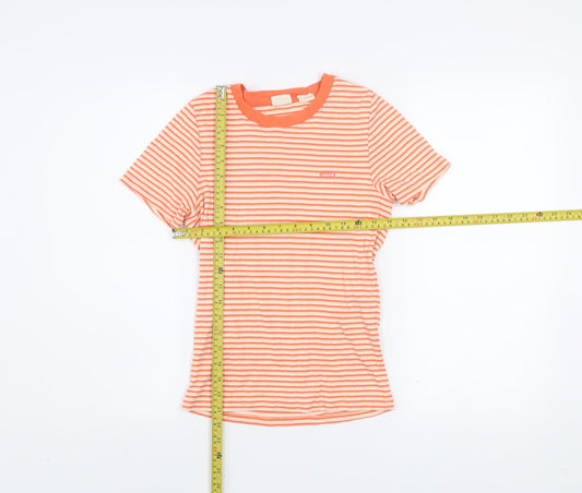 Levi's Women's Orange Striped Ringer Cotton T-Shirt Size S