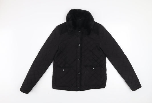 Womens UK Size 10 Topshop Black Quilted Coat