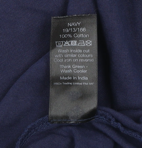 M&Co Women’s Blue Embroidered Cotton Tunic Blouse Size 16