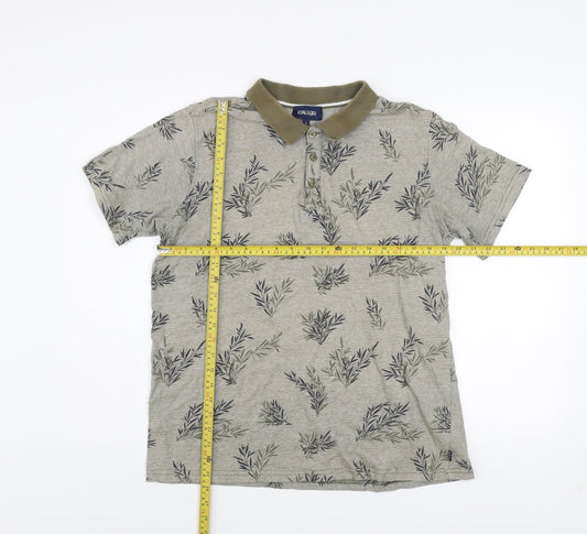 Koala Bay Men’s Beige Floral Print Cotton Polo Shirt XL