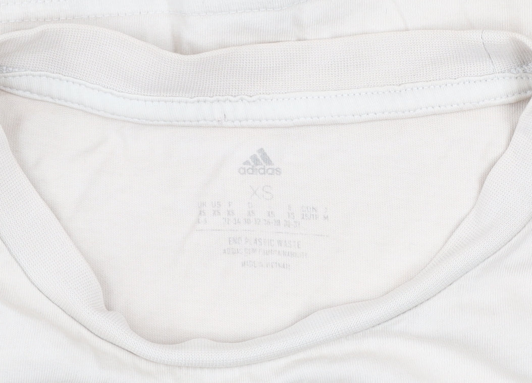 Womens UK Size XS adidas Beige Cropped T-Shirt