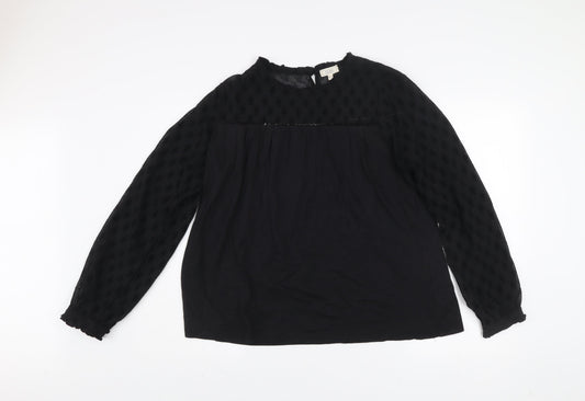 FatFace Women's Black Cotton Blend Long Sleeve Tunic Blouse UK 10