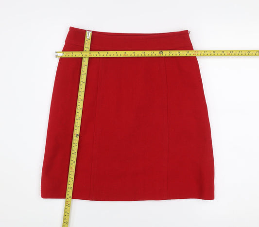 Hobbs Women’s Red Wool Knee Length Pencil Skirt UK 8