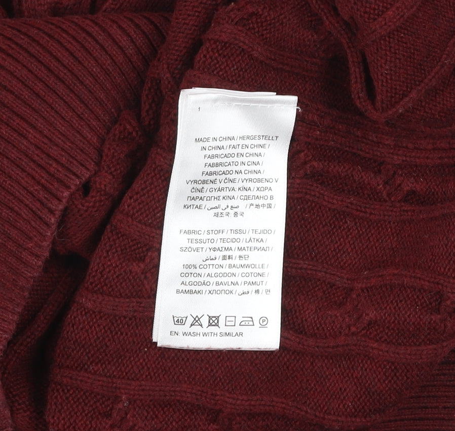 GANT Men's Red Cable Knit Cotton Crew Neck Jumper XL