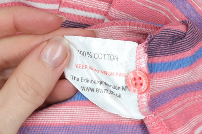 James Pringle Men’s Pink Striped Cotton Golf Polo Shirt Size M