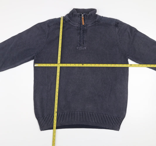 Fat Face Men's Blue 1/4 Zip Cotton Jumper Size L Outdoor Classic Knit