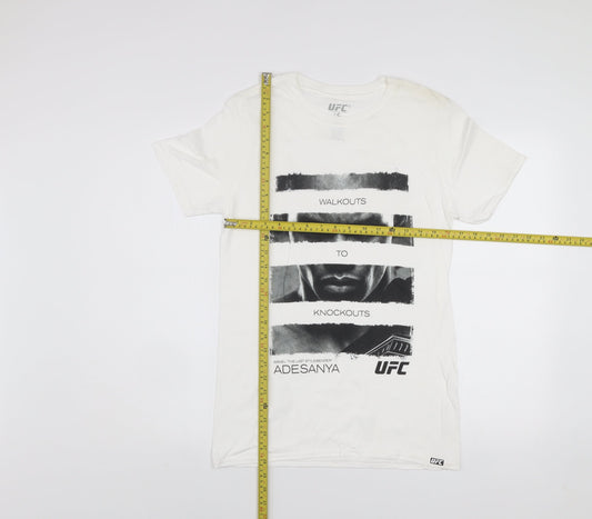 UFC Men’s White Cotton Graphic T-Shirt Size S Adesanya Fight Sportswear