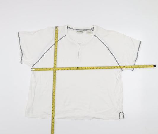 Orvis Men's White XL 1/2 Zip Cotton Short Sleeve T-Shirt