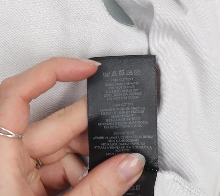 Pretty Green Men's White Paisley Collar XL Cotton Polo Shirt