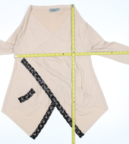 Womens UK Size XS Soaked in Luxury Beige Wrap Jumper