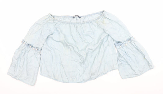 Womens UK Size 10 Only Blue Peasant Blouse