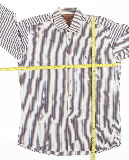 Mens UK Collar Size M Benetti Smart Brown Dress Shirt