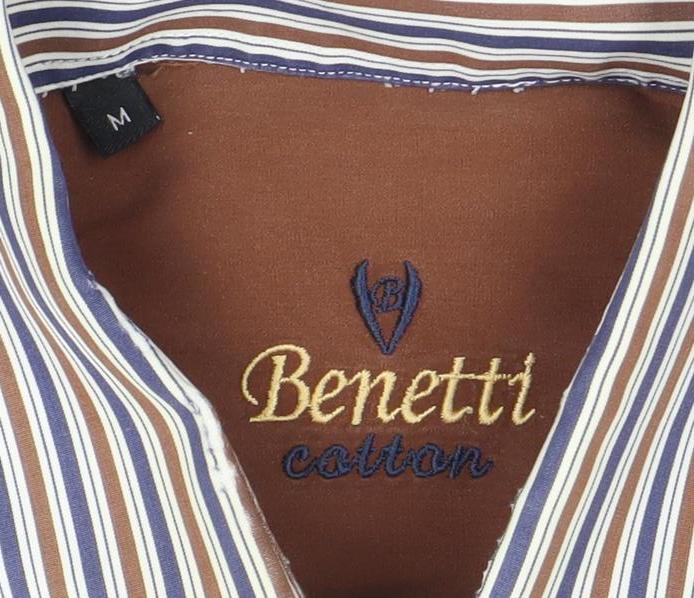 Mens UK Collar Size M Benetti Smart Brown Dress Shirt