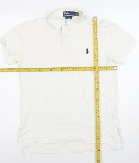 Ralph Lauren Men's White Cotton Polo Shirt Small Custom Fit