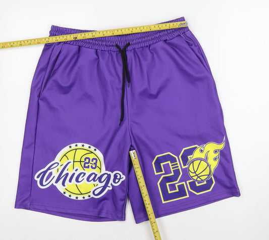 Manfinity Men's Purple Chicago 23 Basketball Activewear Shorts Size M