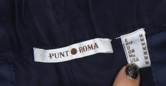 Womens UK Size M Punt Roma Regular Fit Casual Travel Blue Trousers
